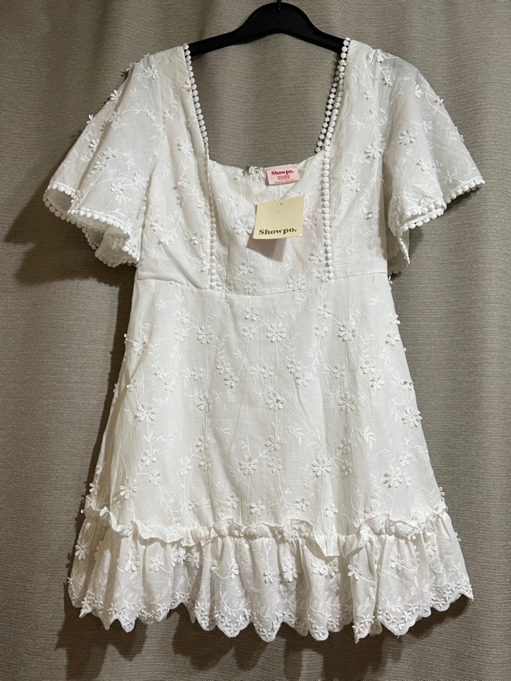 Showpo "Fancy A Spritz" White Eyelet Floral Mini Dress Romantic Festival - Picture 2 of 12